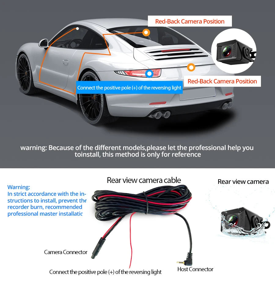 E-ACE 4K Dashcam 9.66'' Mirror Dash Car Camera 2.5K Rear Camera Support WIFI GPS ADAS Touch Screen Video Recorder Black Box by Tech-Home Store