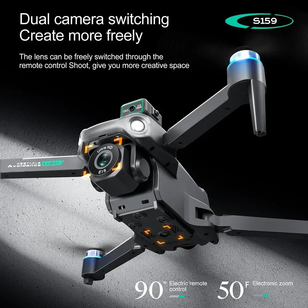 S159 GPS Drone 8K HD Dual Camera Professional 360° Obstacle Avoidance Brushless Foldable Quadcopter with Screen 5G WiFi Dron Toy by Tech-Home Store