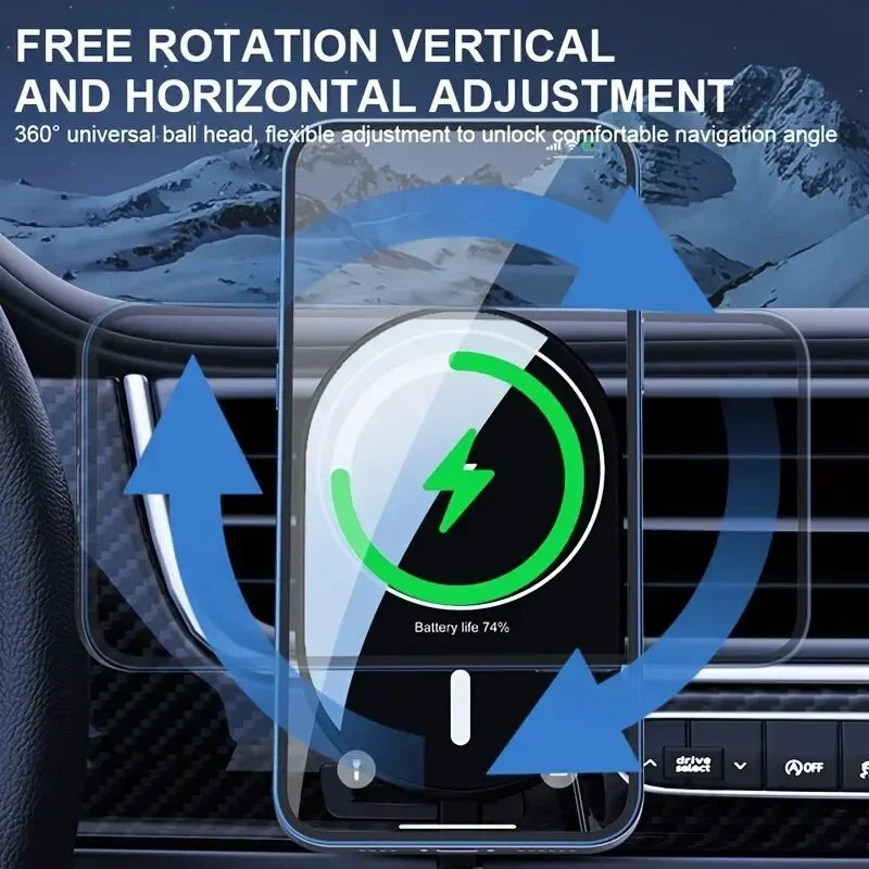 MagGrip Car Wireless Charger Holder For MagSafe iPhone 12 13 14 15 16 17 Pro Max On Air Vent - 15W Fast Charging by Tech-Home Store