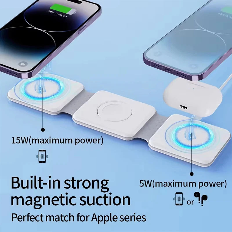 Qi2 SmartCharge 3 In 1 Wireless Charging Station Portable Foldable - Magnetic Alignment And 15W Fast Charging by Tech-Home Store
