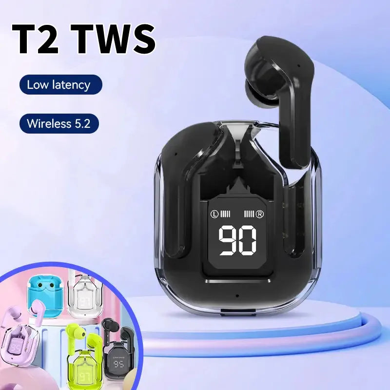 Original T2 Wireless Bluetooth Earphone Transparent HIFI Headphones by Tech-Home Store