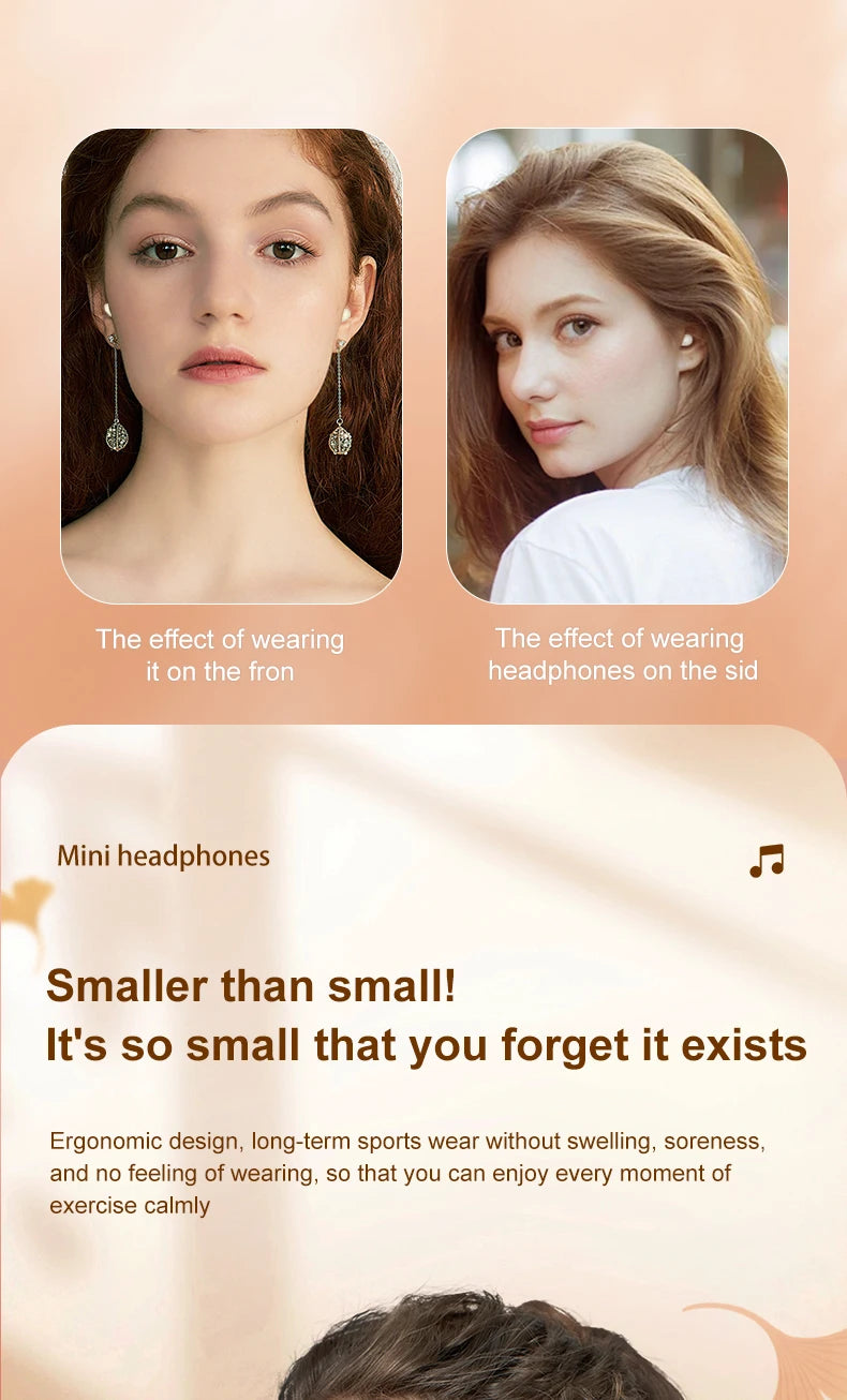 Wireless Bluetooth sleeping Headphones Noise canceling earbuds Hidden Headset Mini Invisible Earphones With Mic Sport Waterproof by Tech-Home Store