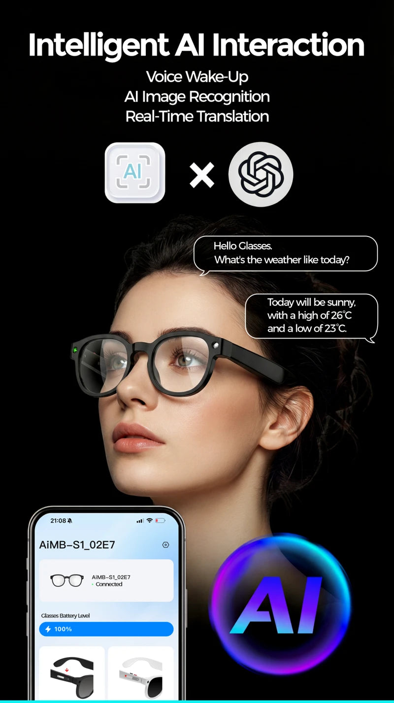AI Vision Smart Sun Glasses - Translation Ready With 8MP Camera 4K Video Bluetooth Calls by Tech-Home Store