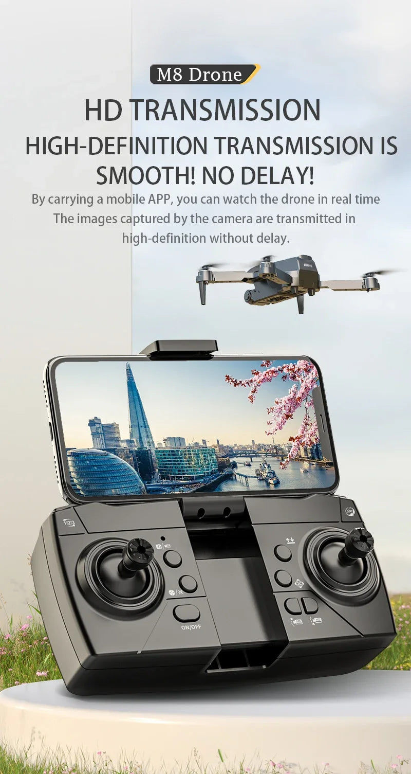 M8 GPS Drone with 4K EIS Camera | Optical Flow Altitude Hold & Obstacle Avoidance | Foldable Long Range of 5000M | RC Quadcopter by Tech-Home Store