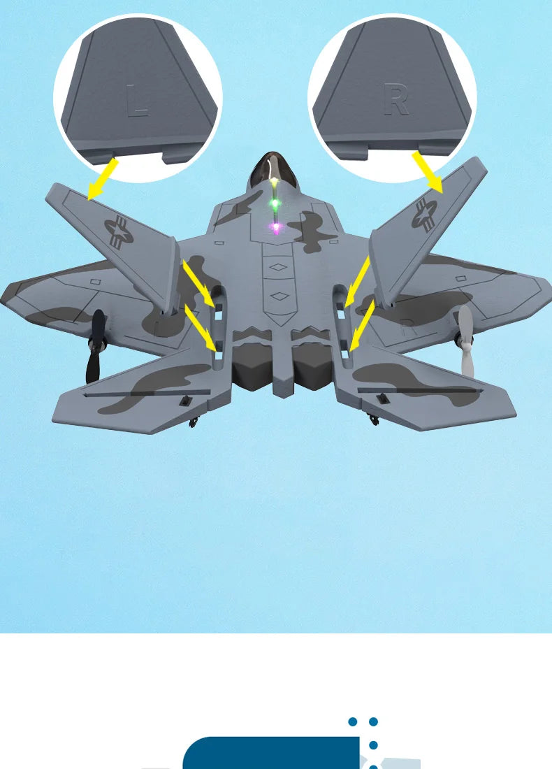 2024 New F22S 2.4G 4CH 3D6G RC Airplane Raptor F22 Warplane WLtoys A180 Upgrade Version LED Light With Gyroscope Out Door Toys by Tech-Home Store