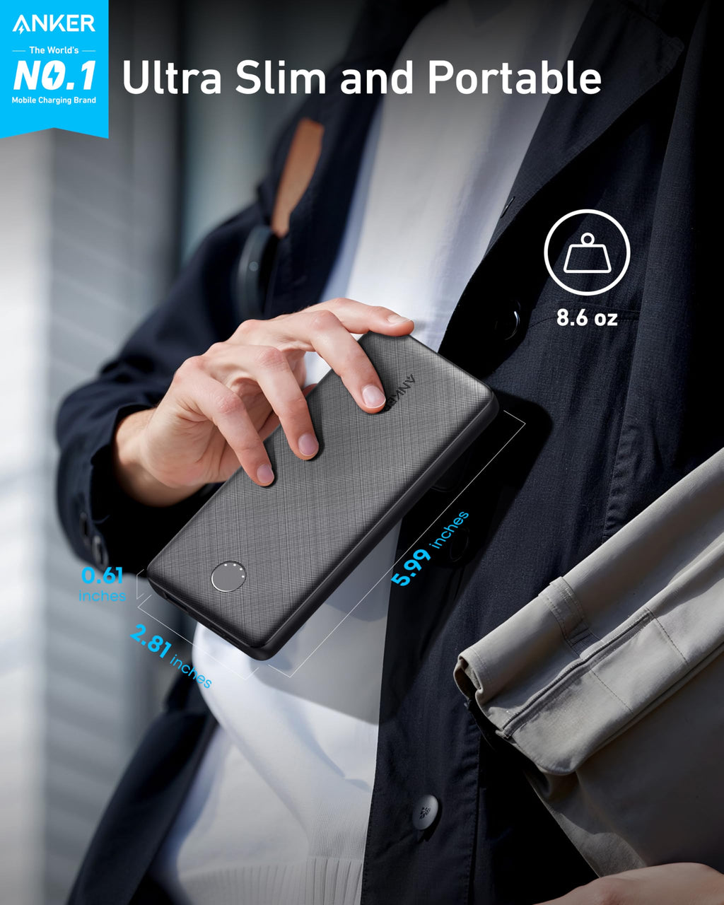 Anker 313 Power Bank PowerCore Slim 10000 - Ultra Slim Rugged Portable Charger For Travel And Daily Use by Anker