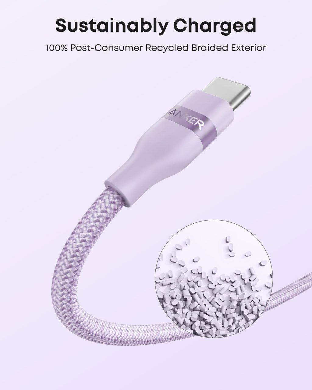 Anker USB A to USB C Cable - Upcycled Braided Design for Reliable Charging with 3 ft or 6 ft Lengths by Anker
