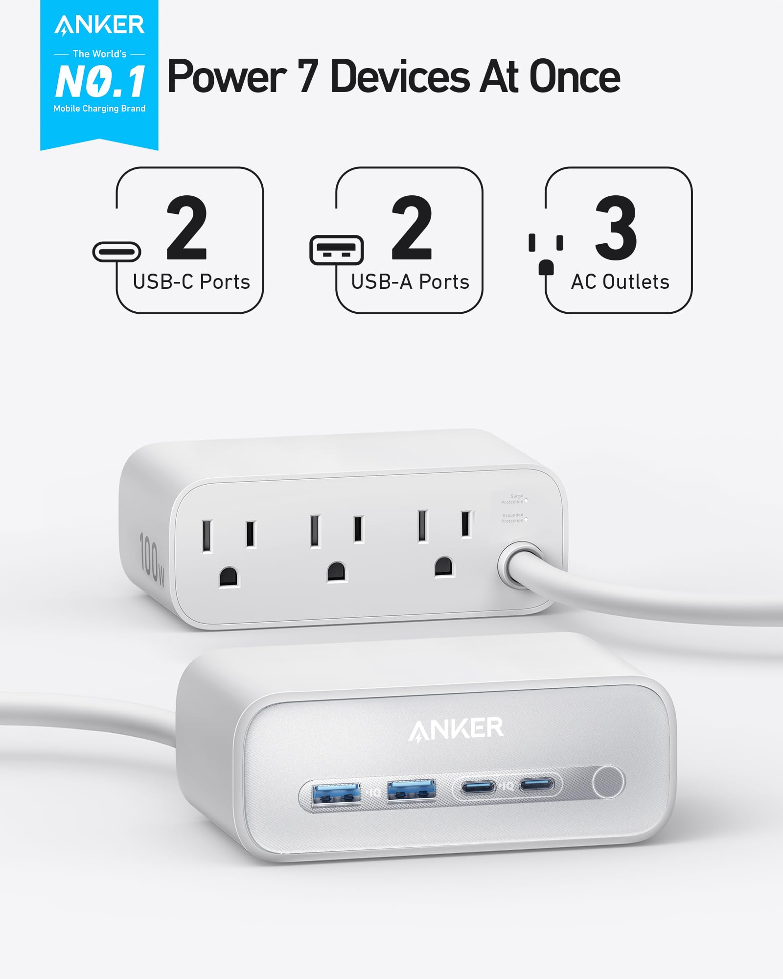 Anker Charging Station 7-In-1 100W - Ultimate Desk Power Hub For Fast Charging And Clean Organization by Anker