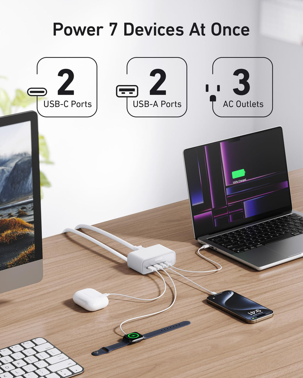Anker 7-in-1 USB-C Charging Station 100W BOA - All-In-One Desk Power Hub for Multi-Device Setups by Anker