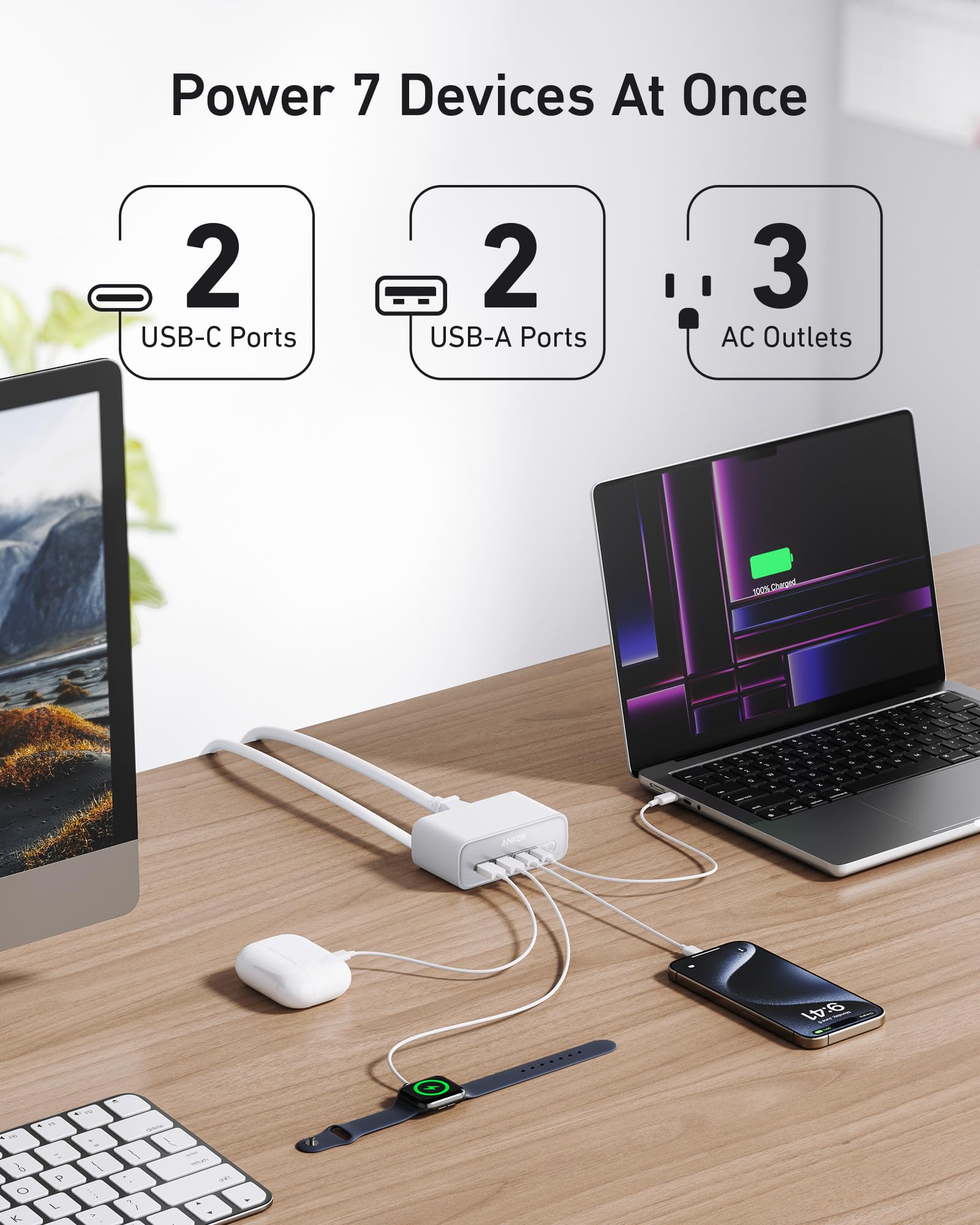 Anker 7-in-1 USB-C Charging Station 100W BOA - All-In-One Desk Power Hub for Multi-Device Setups by Anker