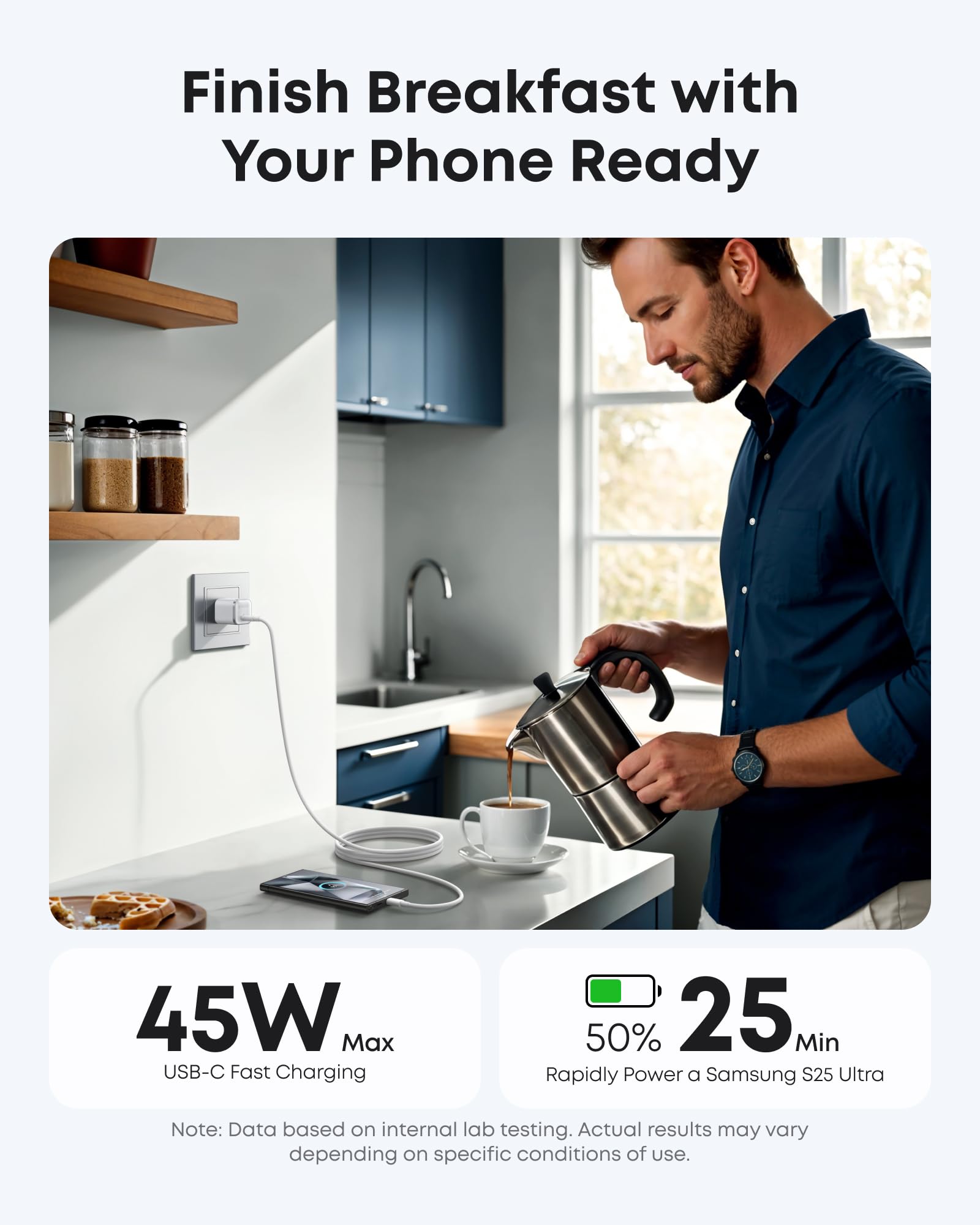 Anker Nano Charger 45W With USB C To USB C Cable - GaN Fast Charging For On The Go Travel by Anker