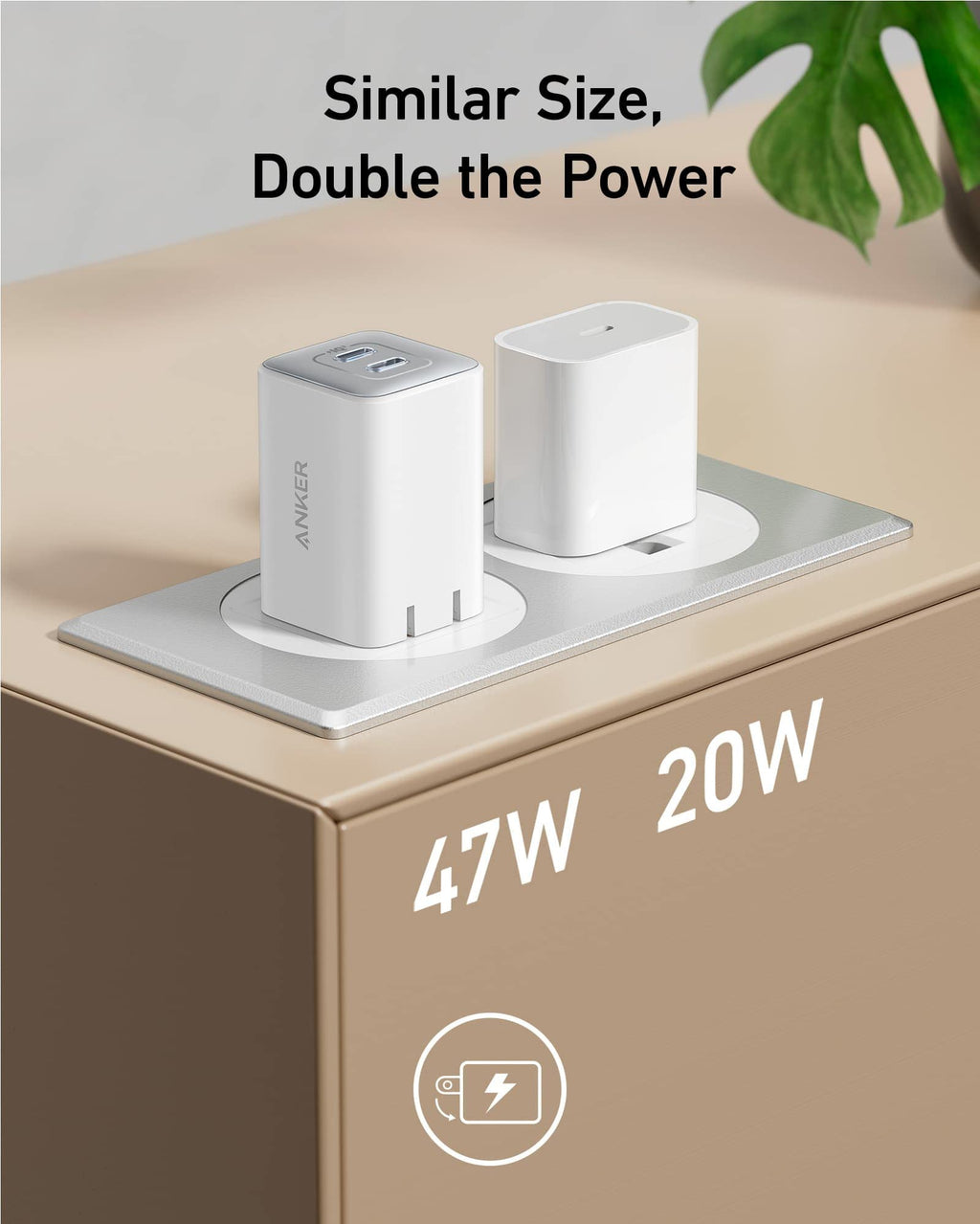 Anker 523 Charger Nano 3 47W Compact Dual USB C Travel Charger For iPhone iPad And MacBook Air by Anker