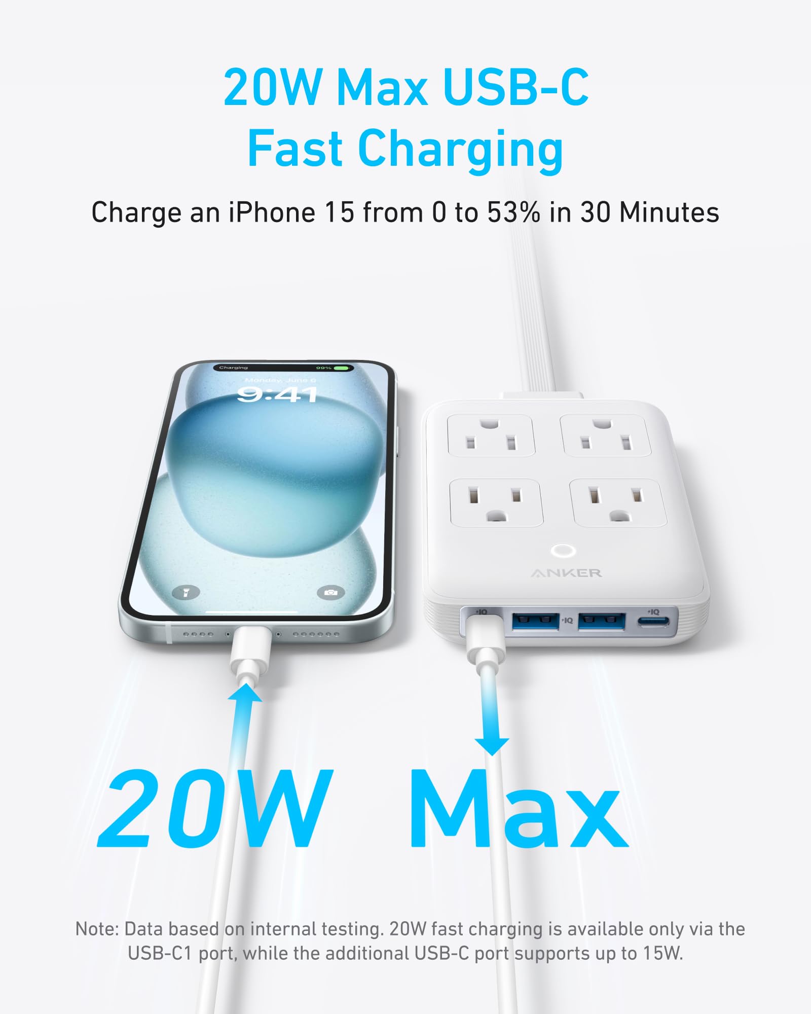 Anker Charging Station 8-in-1 20W - Compact Desk Power Hub With USB-C USB-A And AC Outlets by Anker