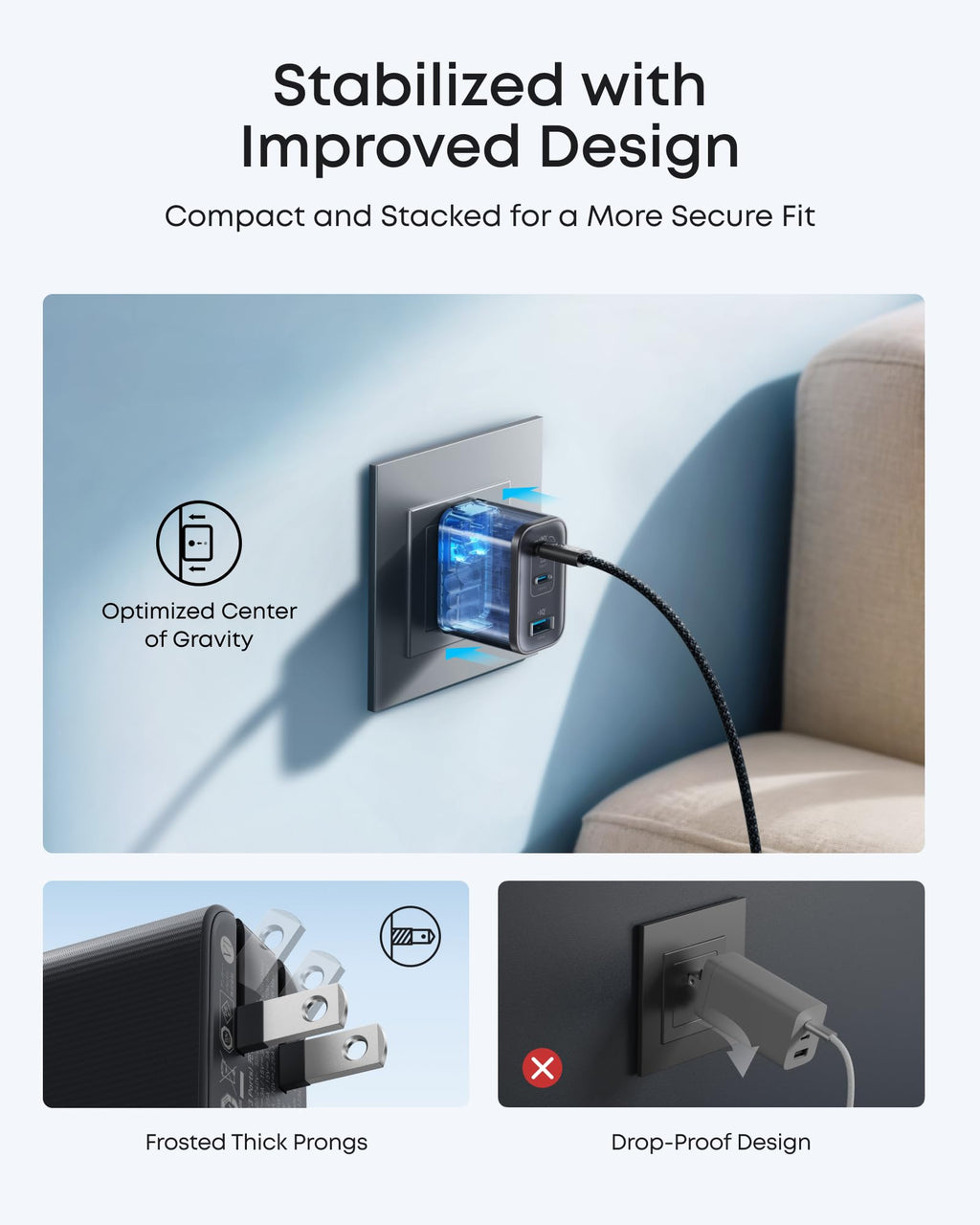 Anker Nano Charger 70W 3-Port - Ultra-Compact Fast USB-C Power for MacBook Pro and On the Go by Anker