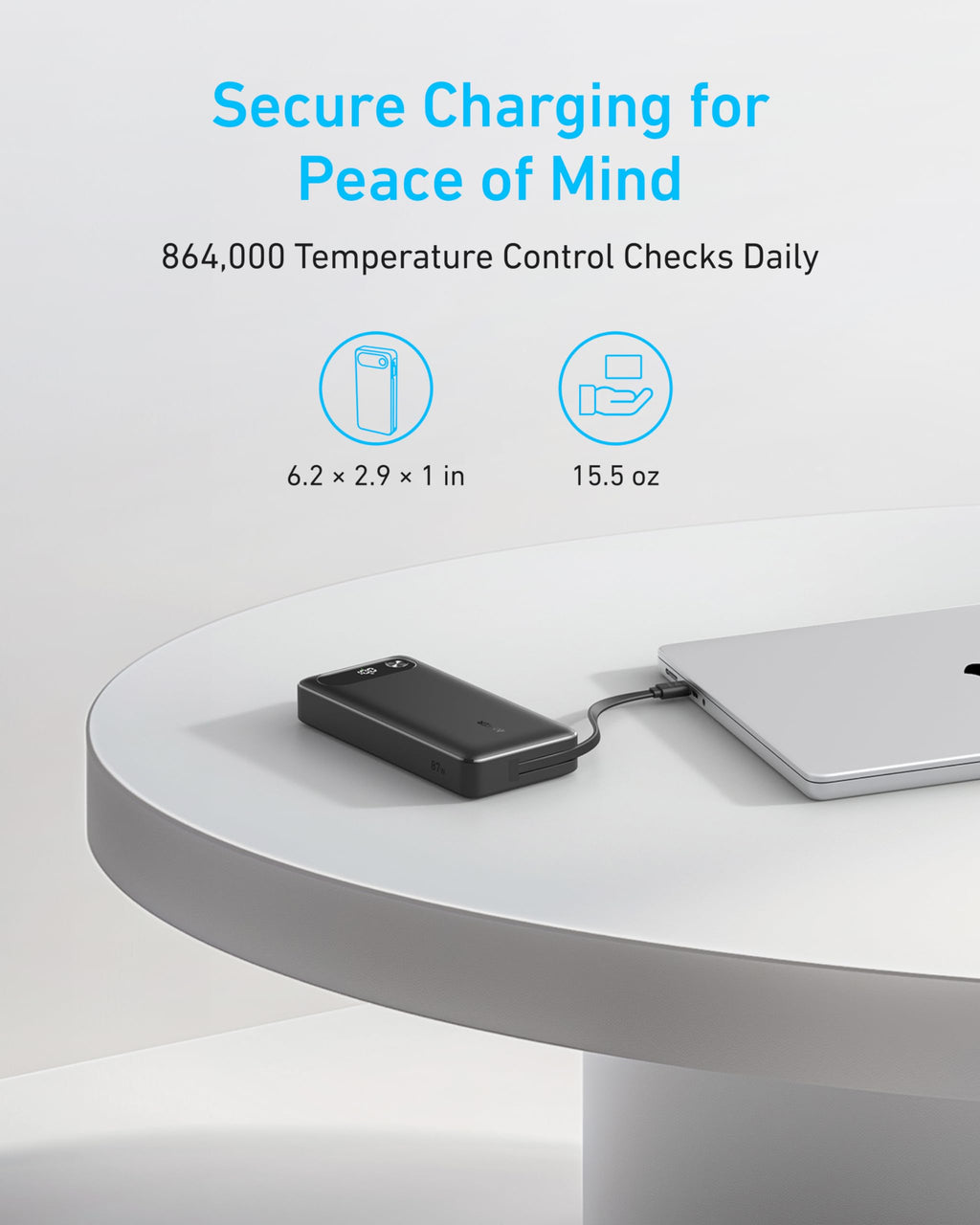 Anker Power Bank 20K - 87W PD With Built-In USB-C Cable For Fast On-The-Go Charging by Anker
