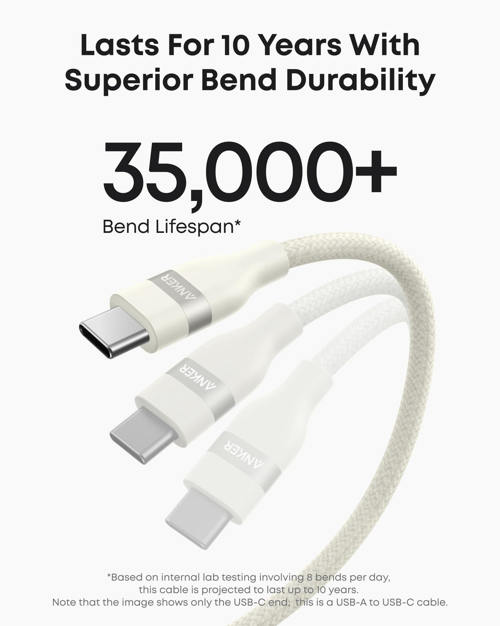 Anker USB A to USB C Cable - Upcycled Braided Design for Reliable Charging with 3 ft or 6 ft Lengths by Anker
