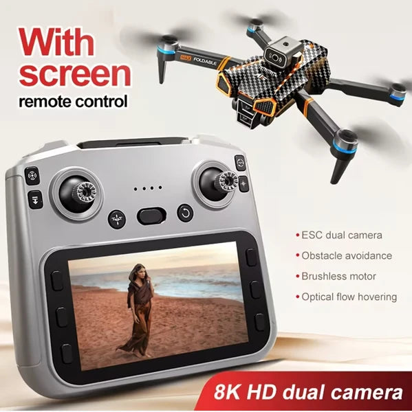 A18 MAX Drone] High-definition Electrically Adjustable Dual Cameras, Equipped With A 4.5-inch Screen, Obstacle Avoidance Function, 360-degree Roll, Foldable Design, Dual Batteries | Brushless Motor, G by Tech-Home Store