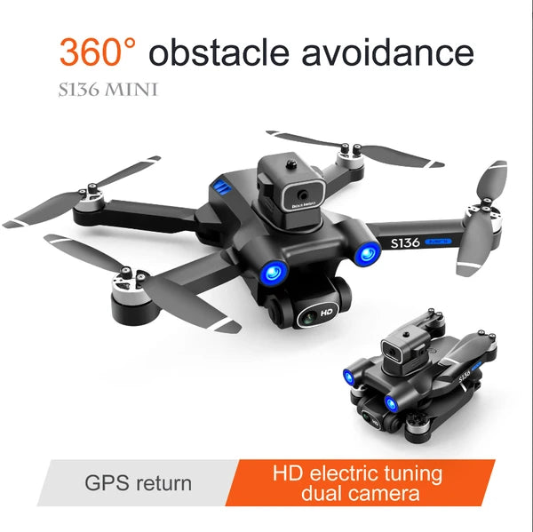 S136 Foldable Drone, Optical Flow Positioning And Intelligent Obstacle Avoidance, Smart Follow Mode And 90° Adjustable Camera, One-Key Return Function, Perfect For Adults, Ideal Toy And Gift by Tech-Home Store
