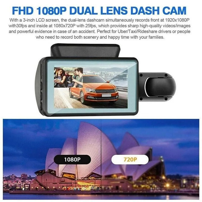 1080P Dual Lens Car DVR Dash Cam Video Recorder G-Sensor Front And Inside Camera by Anker