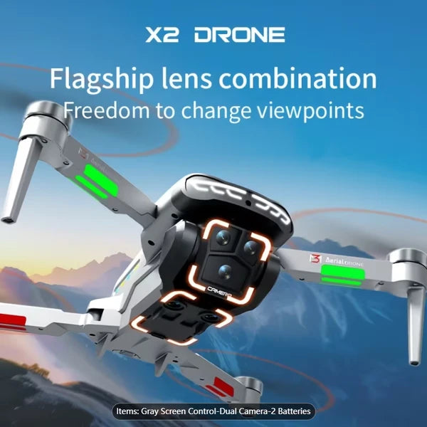 Smart Flight Aerial Photography X2 Drone - Dual Camera System with Brushless Motors for Stable Cinematic Footage by Tech-Home Store