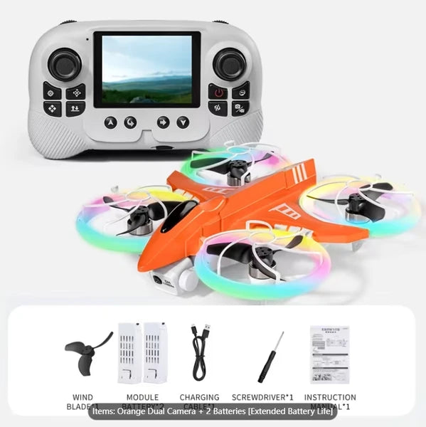 New Remote-controlled Foldable Quadcopter Drone X3 With Electric Adjustable HD Dual Cameras, Screen Remote Control, WIFI, USB Charging, Colorful Lights, Optical Flow Positioning, Stable Hovering In Th by Tech-Home Store