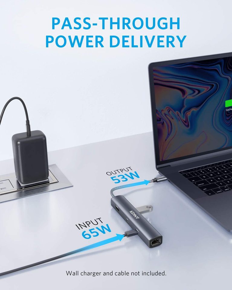 Anker 543 USB-C Hub 6-In-1 Slim - Compact USB-C Dock With Power Delivery, HDMI, Ethernet And USB-A Ports by Anker