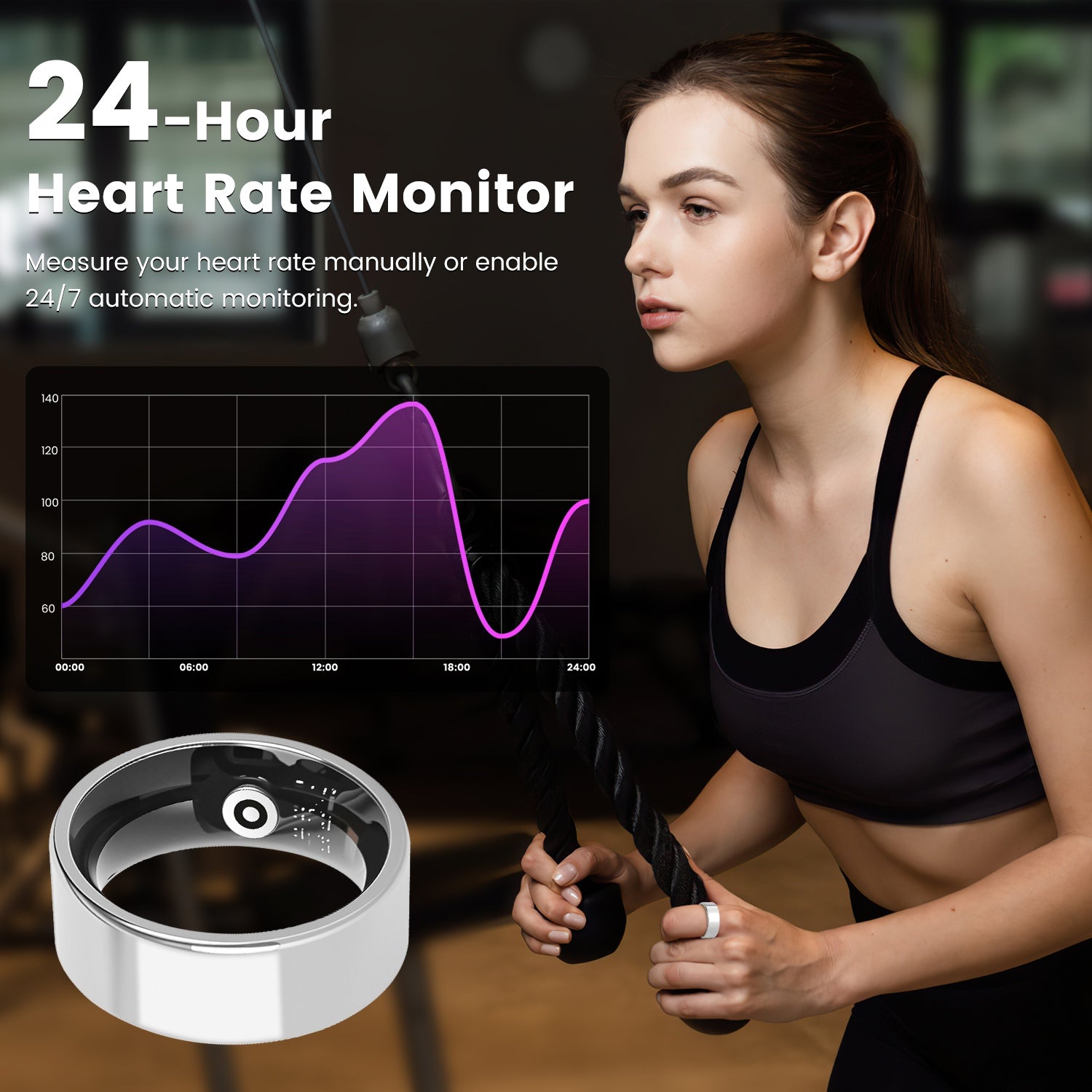 Smart Ring Health Tracker Fitness Sleep Stress HRV Tracker With Charging Case by Tech-Home Store