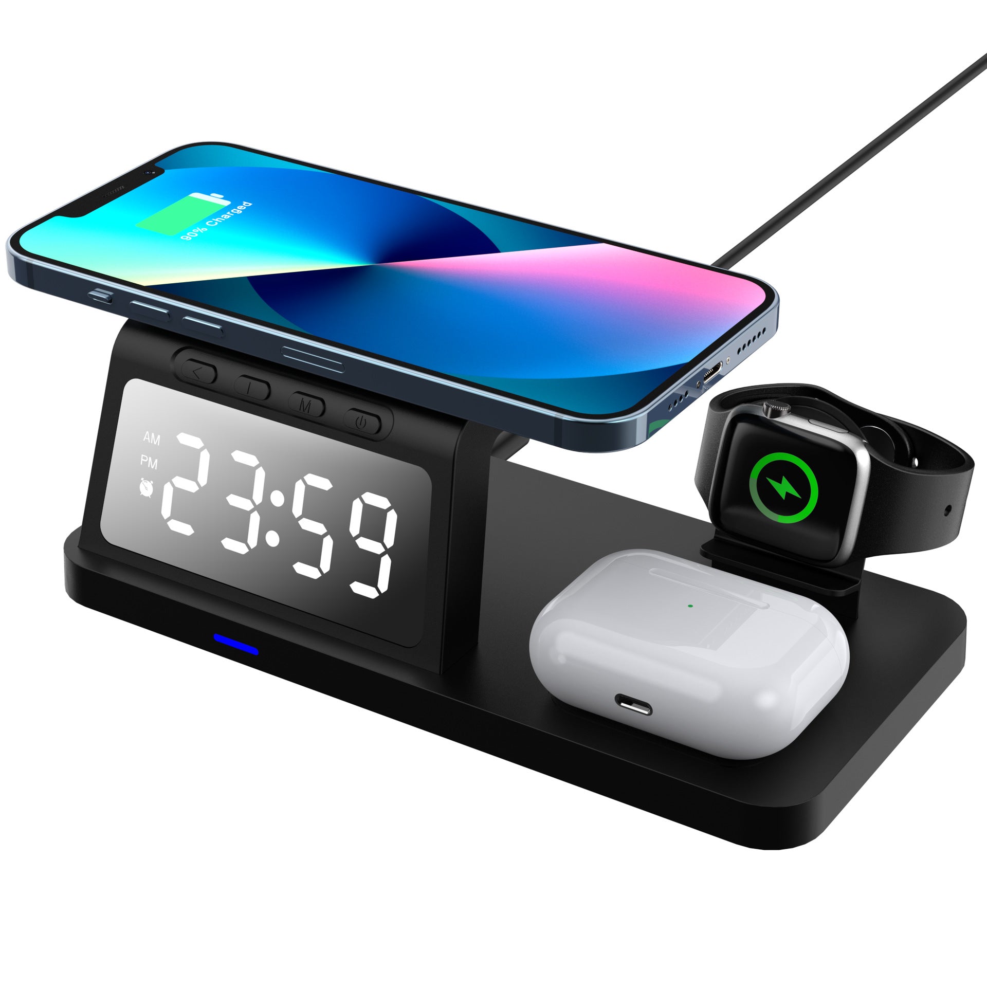 Four-in-one Clock Wireless Charger Fast Charger by Tech-Home Store