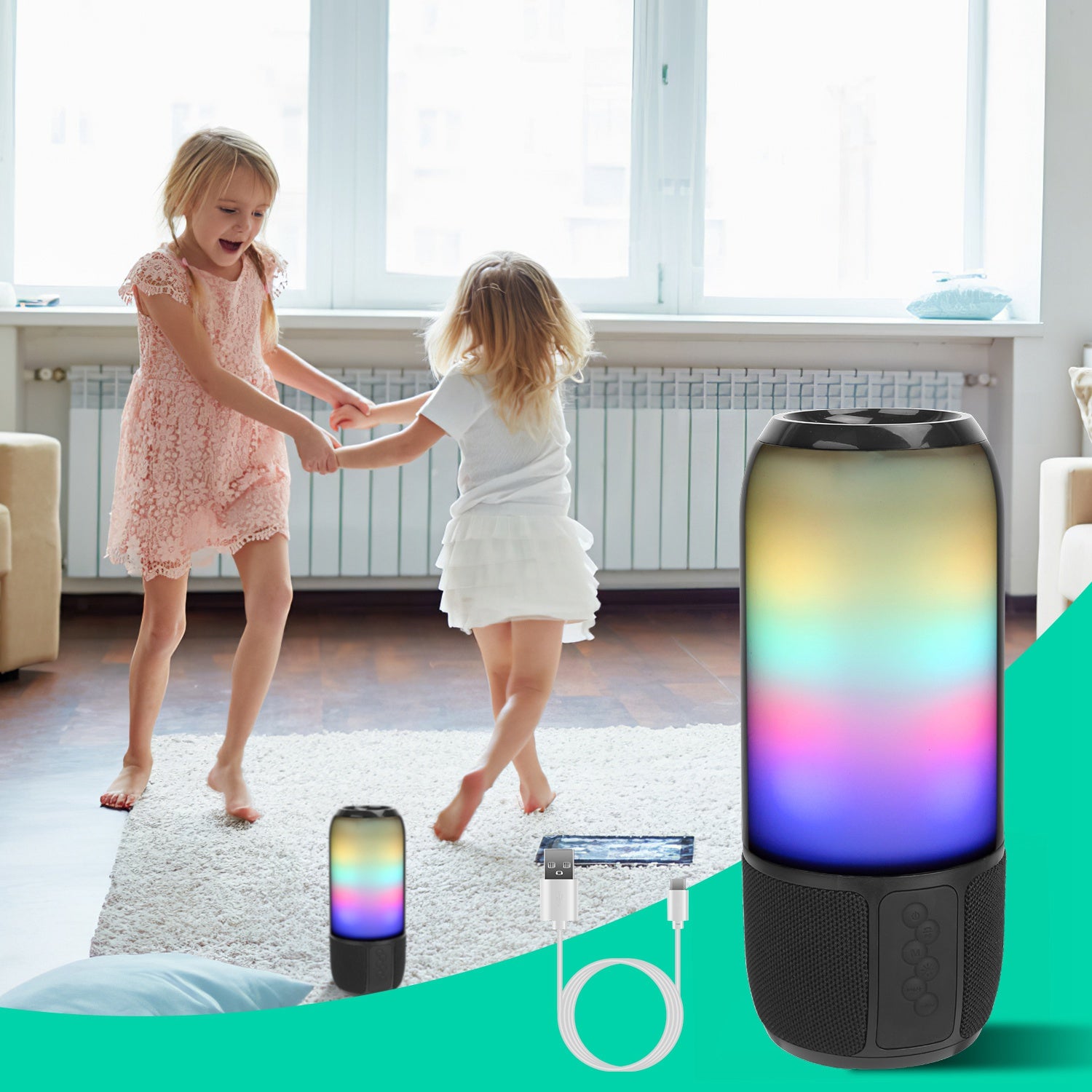 NovaSound Wireless Portable Bluetooth Speaker - 360 Degree Stereo Sound Dual 5W Drivers And 6 Color Changing Lights by Tech-Home Store
