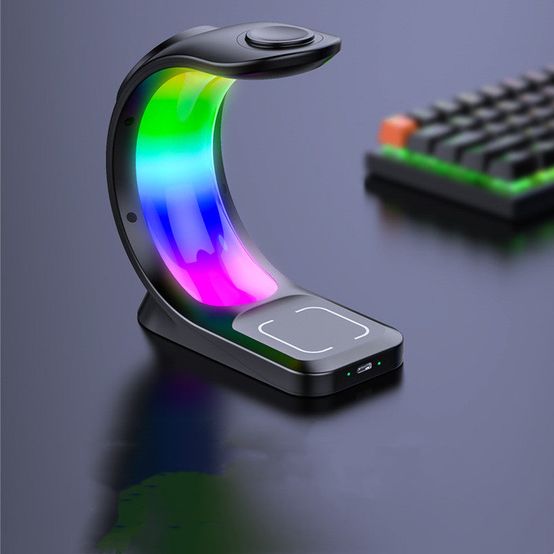 AuraCharge 3-In-1 Magnetic Wireless Charger For iPhone Apple Watch AirPods Pro - RGB Atmosphere Light by Tech-Home Store