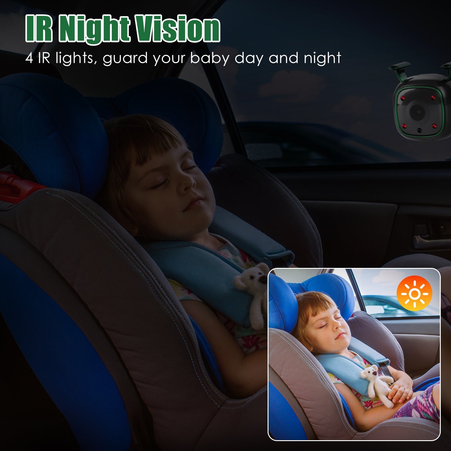 1080P Baby Car Camera For 2 Kids Dual Channel Car Baby Monitor Rear Facing Car Seat Camera With 120Degree Wide View 6.86In HD Split Screen Night Vision by Tech-Home Store