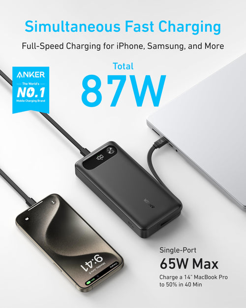 Anker Power Bank 20K - 87W PD With Built-In USB-C Cable For Fast On-The-Go Charging by Anker