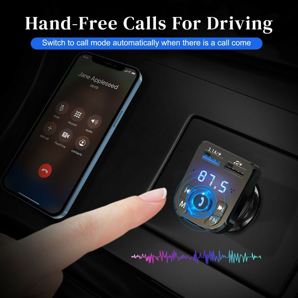 Wireless Car Bluetooth FM Transmitter MP3 Audio USB Charger Adapter Handsfree by Tech-Home Store