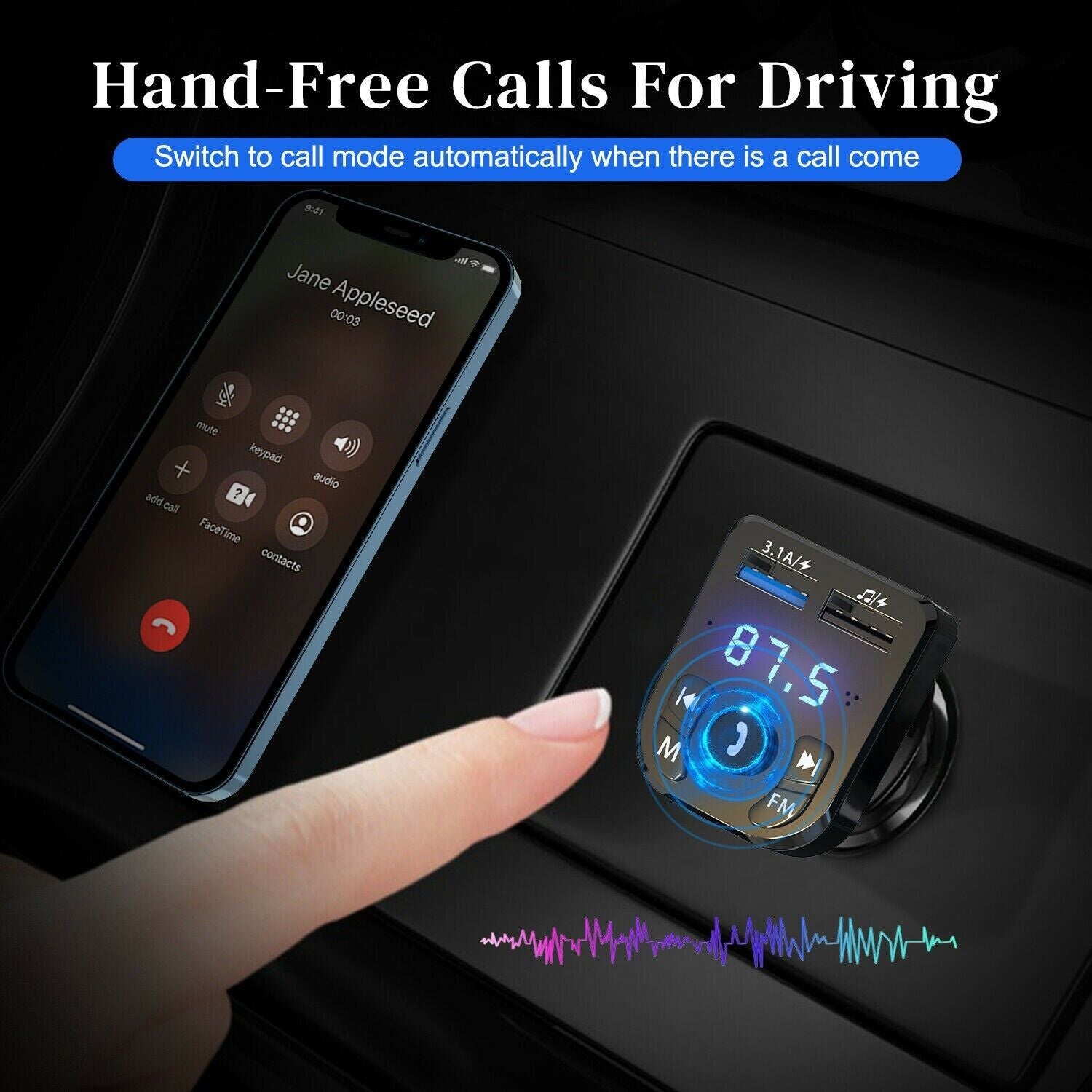 Wireless Car Bluetooth FM Transmitter MP3 Audio USB Charger Adapter Handsfree by Tech-Home Store