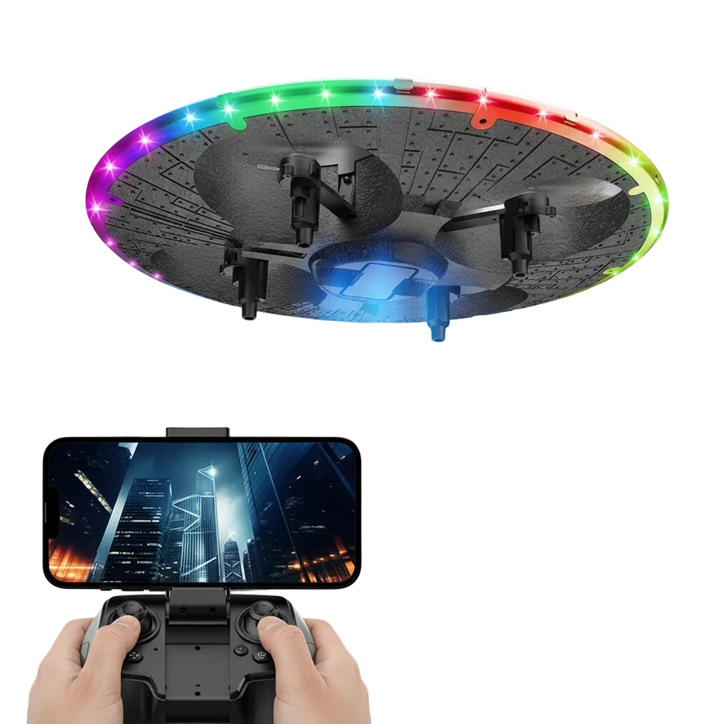 S163UFO LED Light Up Obstacle Avoidance Drone With 360 Flip Stunts by Tech-Home Store