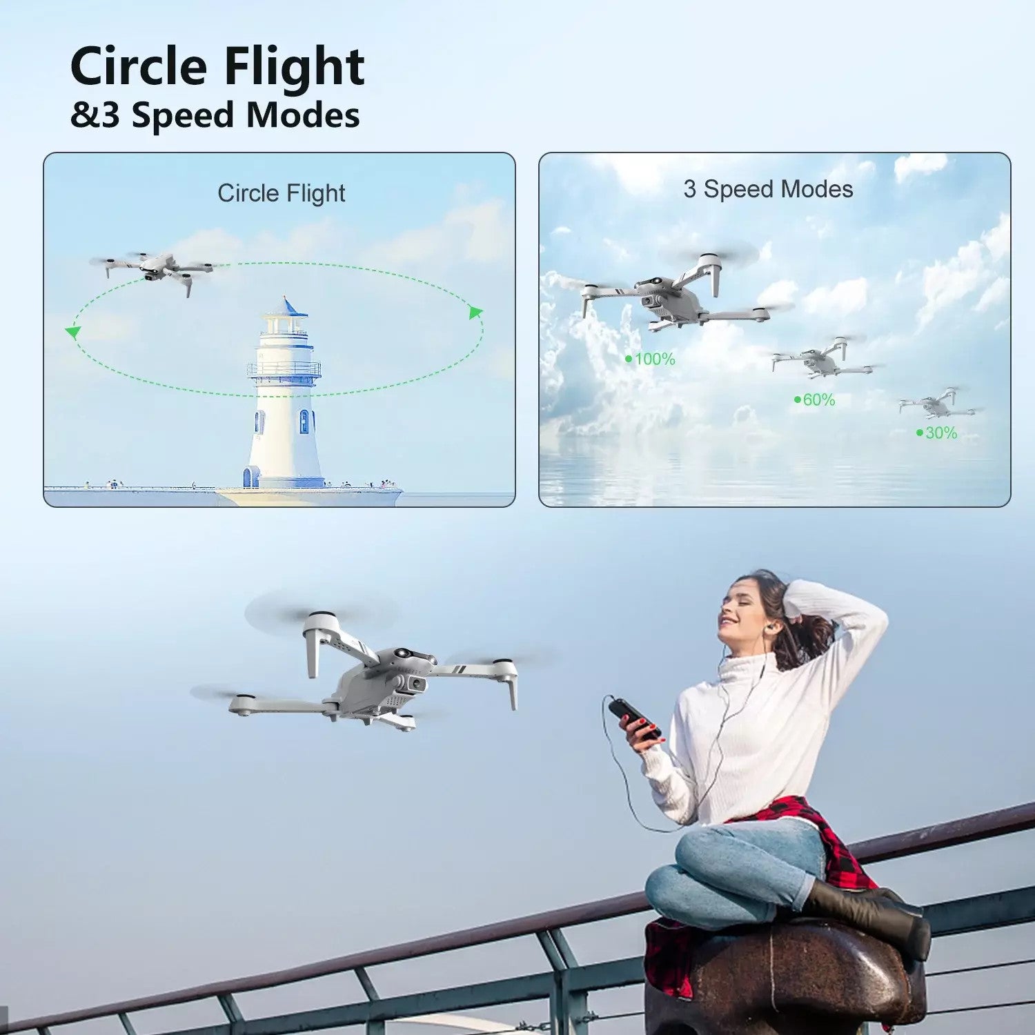 F10 Foldable Drone With Camera For Adults,1080P HD FPV Live Video RC Quadcopter by Tech-Home Store