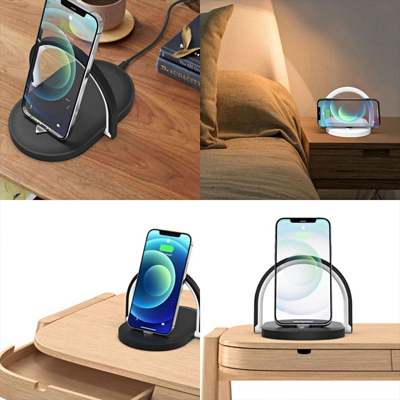 3 In 1 Foldable Wireless Charger Night Light Wireless Charging Station Stonego LED Reading Table Lamp 15W Fast Charging Light by Tech-Home Store