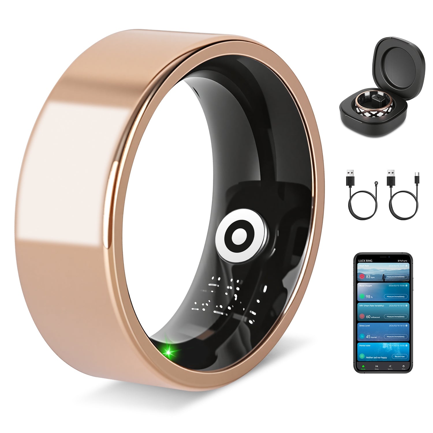 Smart Ring Health Tracker Fitness Sleep Stress HRV Tracker With Charging Case by Tech-Home Store