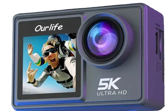 Ourlife 5K Action Camera 50MP EIS Wifi Dual Screen Vlog Camera With 32GB Card by Tech-Home Store