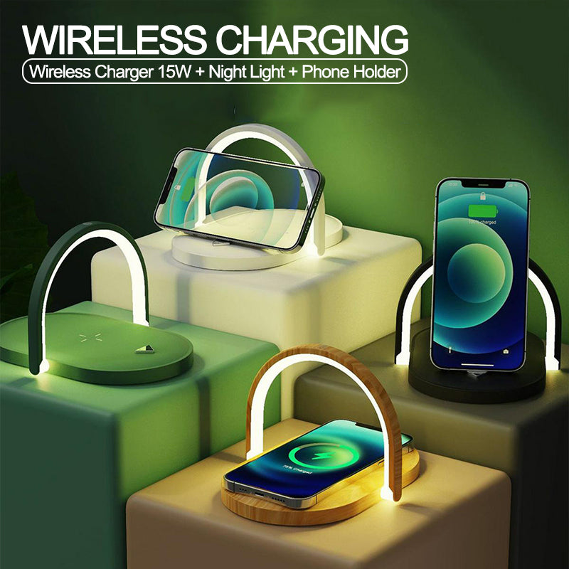 3 In 1 Foldable Wireless Charger Night Light Wireless Charging Station Stonego LED Reading Table Lamp 15W Fast Charging Light by Tech-Home Store