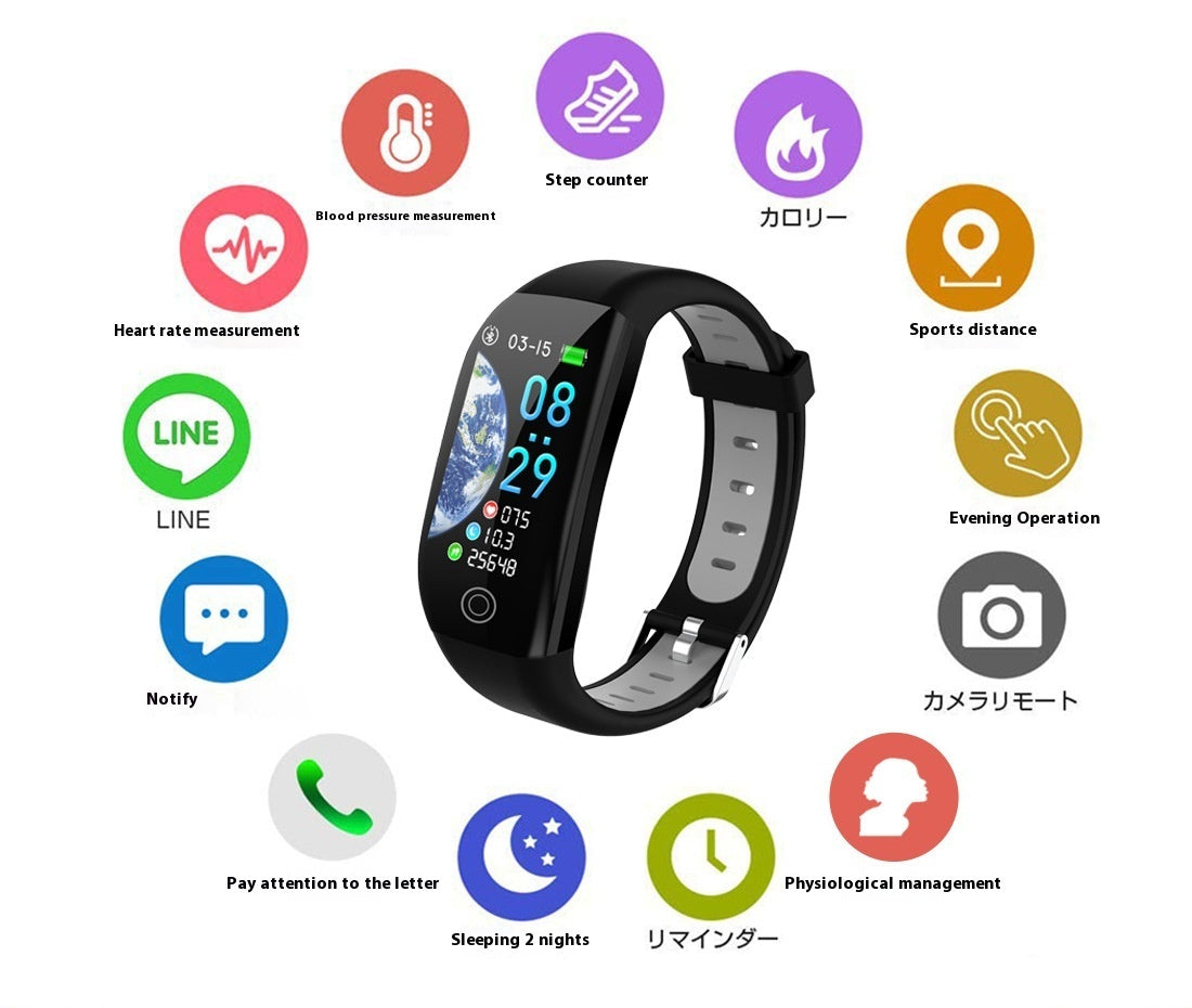 F21 Color Screen Smart Bracelet With Heart Rate Monitor Sleep Tracking by Tech-Home Store