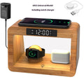Multifunctional Bamboo Table Lamp Alarm Clock Wireless Charger by Tech-Home Store