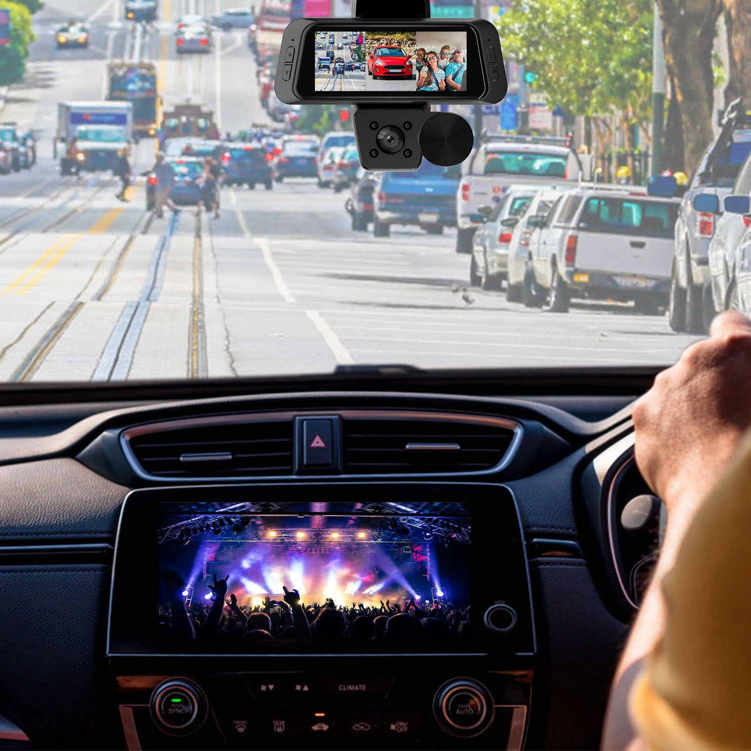 1080P FHD 3 Channel WiFi Dash Cam 170 Degree Wide Angle Triple Car Camera With IR Night G Sensor Motion Detection Loop Recording App Control Support 128G Max by Tech-Home Store
