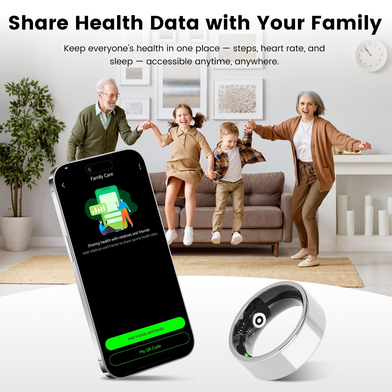 Smart Ring Health Tracker Fitness Sleep Stress HRV Tracker With Charging Case by Tech-Home Store