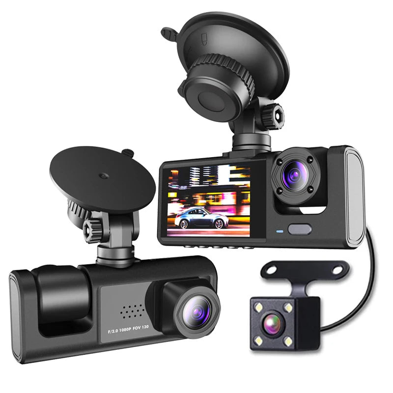 Car Dual Lens Dash Cam HD 1080P Front Rear Inside Video Recorder Camera G-Sensor by Tech-Home Store