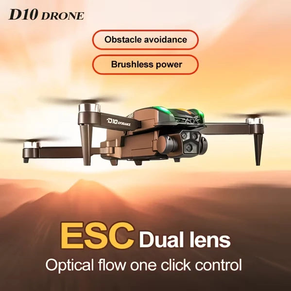 D10 Remote Control Obstacle Avoidance Drone, Gradient Flow Technology, Integrated Four-Directional Obstacle Avoidance System, Brushless Motor And Optical Flow Electronic Speed Controller by Tech-Home Store