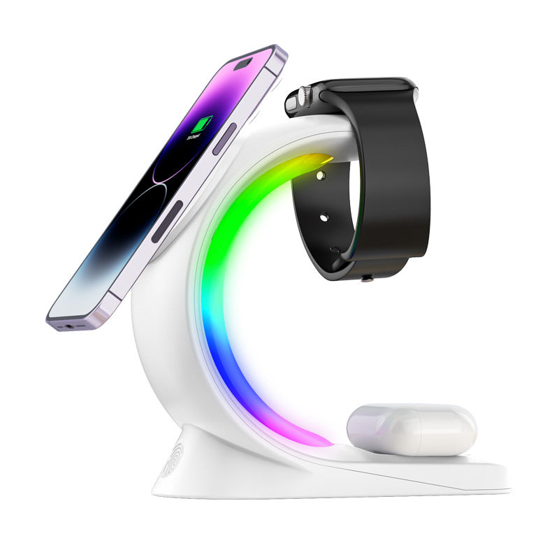 AuraCharge 3-In-1 Magnetic Wireless Charger For iPhone Apple Watch AirPods Pro - RGB Atmosphere Light by Tech-Home Store
