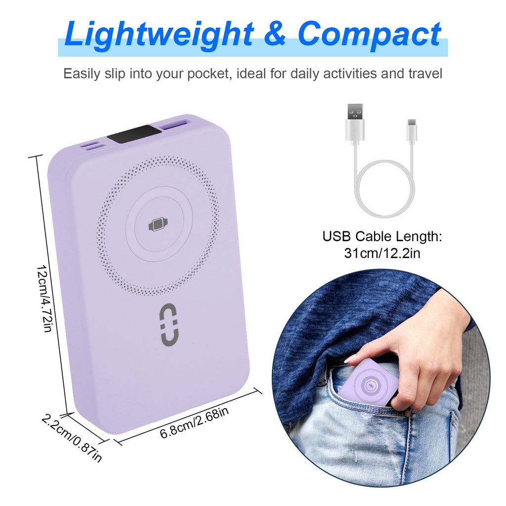 1Pc 3 In 1 10000mAh MagSafe Fast Charging Power Bank PD20W Portable Charger With 2 Built In Cables Stand Fit For IOS Phone 16 15 13 Series And More by Tech-Home Store