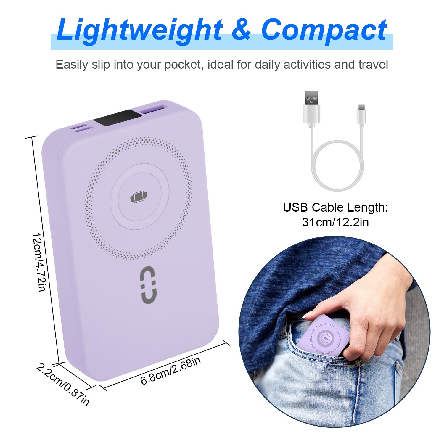 1Pc 3 In 1 10000mAh MagSafe Fast Charging Power Bank PD20W Portable Charger With 2 Built In Cables Stand Fit For IOS Phone 16 15 13 Series And More by Tech-Home Store