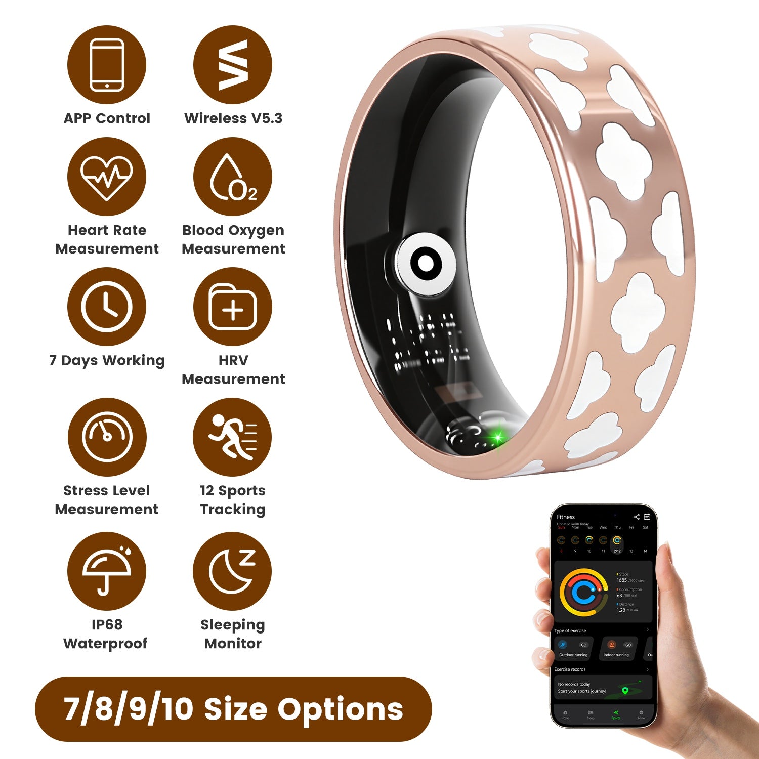 PulseForge Smart Ring Health Tracker - Round the Clock Heart Rate Sleep SpO2 HRV Stress Monitoring with Charging Case by Tech-Home Store